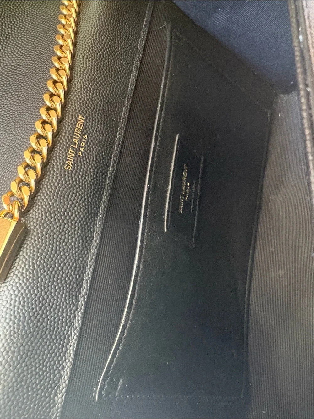 Saint Laurent Black Leather Crossbody with Gold YSL Logo